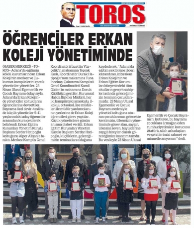 23 Nisan Ulusal Egemenlik ve Çocuk Bayramında Öğrenciler Erkan Koleji Yönetiminde